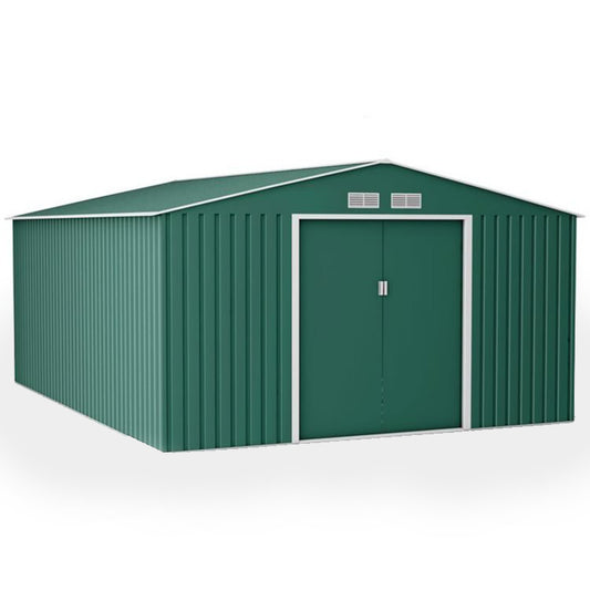 Lotus Orion 11x14 Apex Dark Green Metal Shed With Foundation Kit