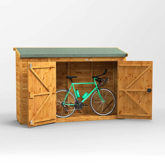8x2 Power Wooden Bike Store - Pent Roof