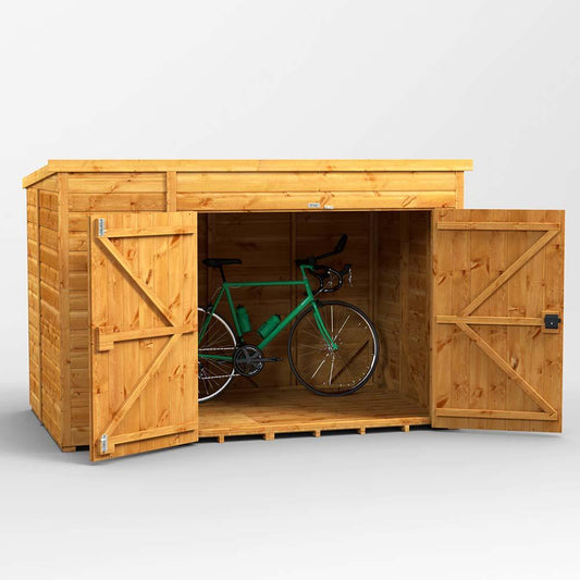 8x5 Power Wooden Bike Store - Pent Roof