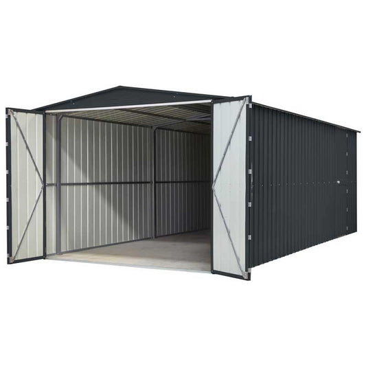 Globel Metal 10x15 Garage with Double Hinged Doors