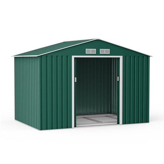 Lotus Orion 9x8 Apex Green Metal Shed With Foundation Kit