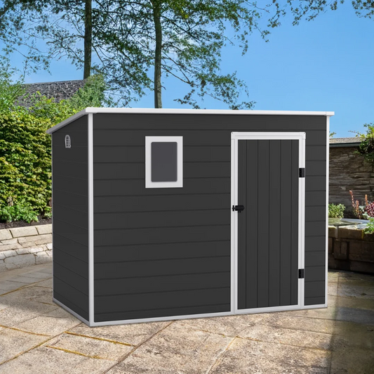 8x5 Lotus Oxonia Pent Plastic Shed Dark Grey With Floor