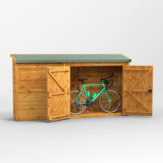 10x2 Power Wooden Bike Store - Pent Roof