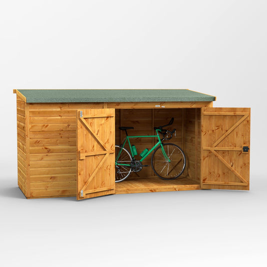 10x4 Power Wooden Bike Store - Pent Roof