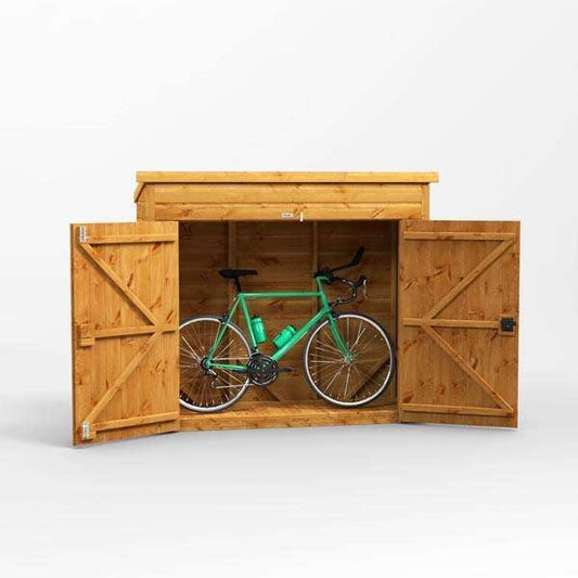 6x2 Power Wooden Bike Store - Pent Roof