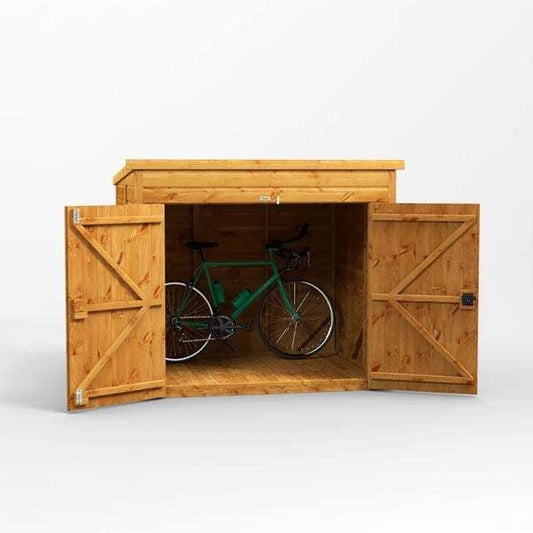6x5 Power Wooden Bike Store - Pent Roof